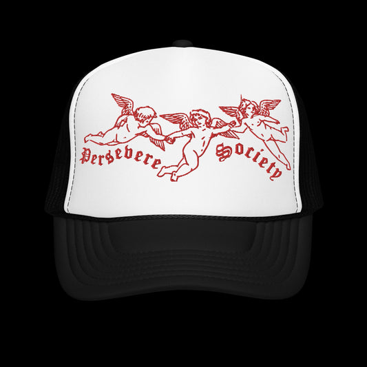 Cherub Trucker Hat- BLK/WHT