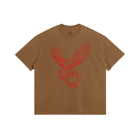 Fucking Eagle Oversized Tee - BROWN